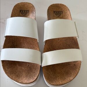 Reef White Slides with Cork Footbed